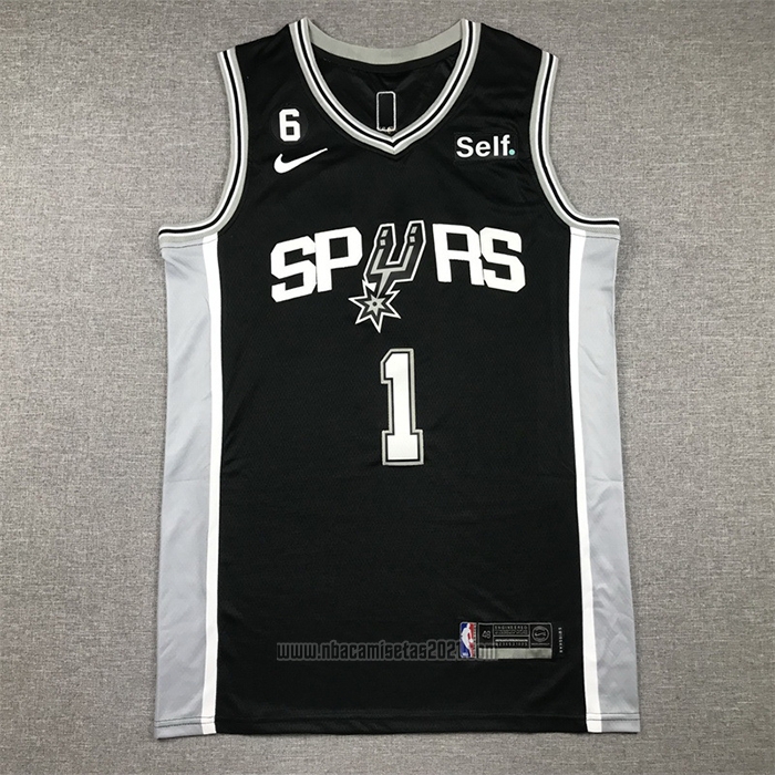 Camiseta San Antonio Spurs Victor Wembanyama #1 Icon 2022-23 Negro
